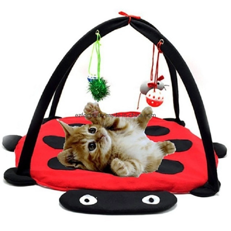 Cat Play Mat with Hanging Toys Balls and Mice Ringing Hammock Wbb17076